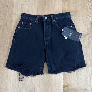 Levi’s 501 Shorts Mid Thigh Cut Off Distressed Size 25 Black